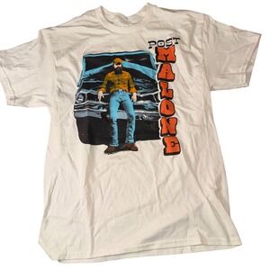 Post Malone Graphic Tee Large Cream Short Sleeve Crewneck Music Merch